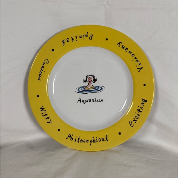 Pottery Barn What’s Your Sign Yellow Aquarius 8 Inch Plate - Picture 2 of 7